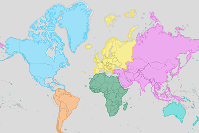 Screenshot of a world map generated in Mapline