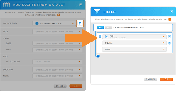Use filters in Mapline calendars