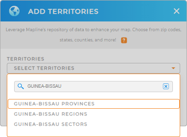 Add Guinea-Bissau Provinces to your map in Mapline