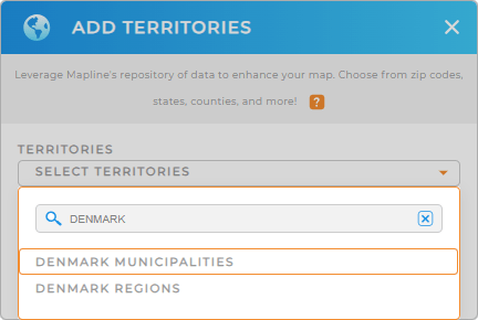 Add Denmark municipalities to your map in Mapline