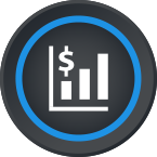 Sales forecasting icon: chart with a dollar sign above it