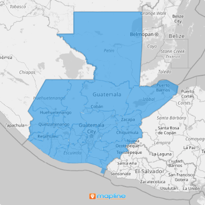 Map of Guatemala Departments