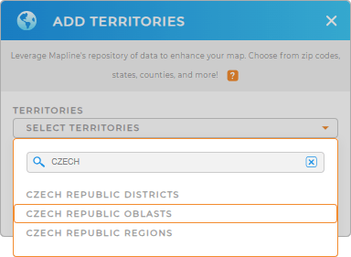 Add Czech Republic oblasts to your map in Mapline