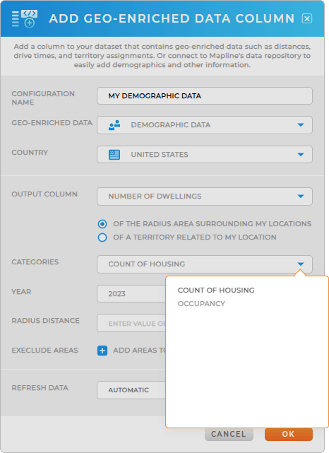 Add number of dwellings to your data in Mapline