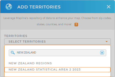 Add New Zealand Statistical Areas to your map in Mapline