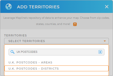 Adding U.K. Postcode Districts from Mapline's Repository