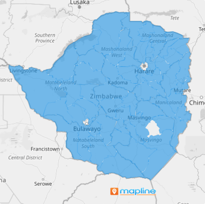 Map of Zimbabwe Districts