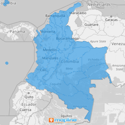 Map of Colombia Departments