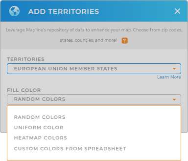 Color-code your European Union Members territory map in seconds