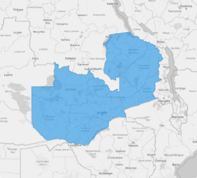 Map of Zambia Districts