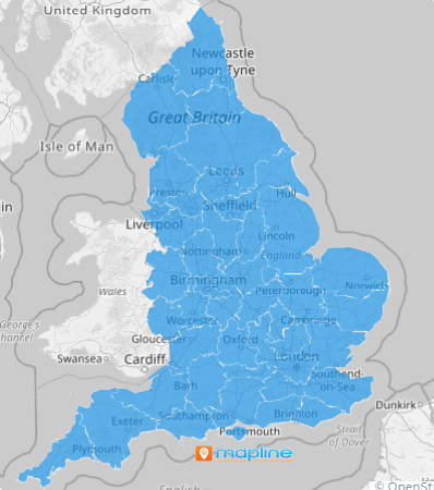 Map of English Ceremonial Counties