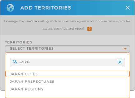 Add Japan cities to your map in Mapline