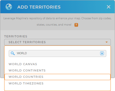 Add World Countries to your map in Mapline