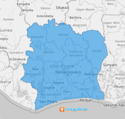 Map of Cote d’Ivoire Districts