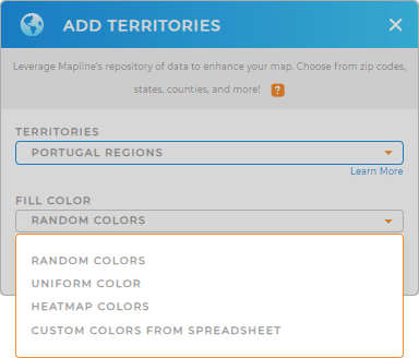 Color-code your Portugal regions territory map in seconds