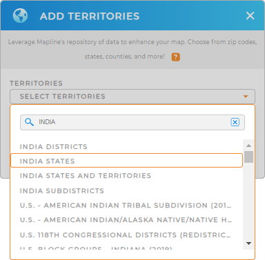 Add India States to your Mapline map