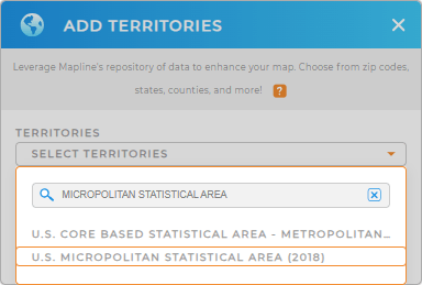 Add U.S. Micropolitan statistical areas to your map in Mapline