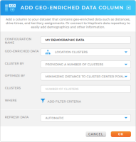 add location clusters to Mapline datasets