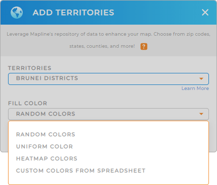 Color-code your Brunei districts territory map in seconds