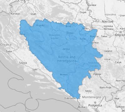 Map of Bosnia and Herzegovina