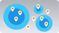 Geo Mapping icon- map inside orange hexagon