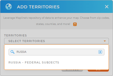 Add Russia Federal subjects to your map in Mapline