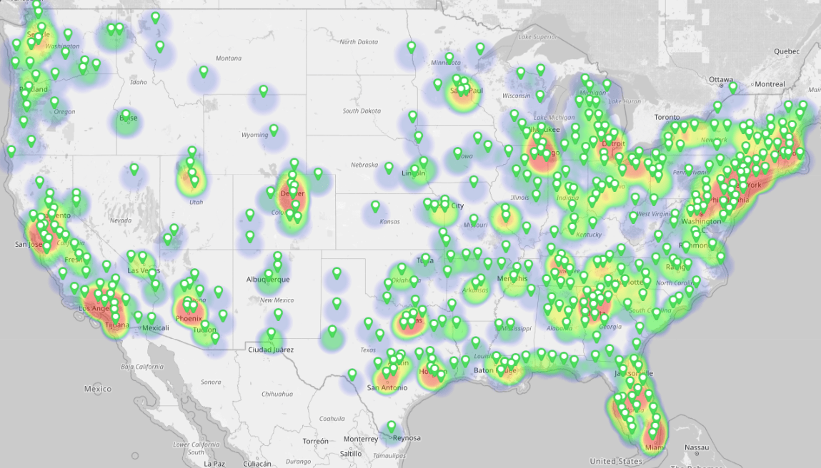 Plot locations on a map with free tools in Mapline