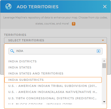 Add India subdistricts to your map in Mapline