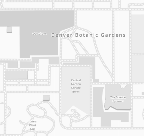 Screenshot of a map, zoomed in on the Denver Botanical Gardens.