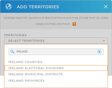 Add Ireland Electoral Divisions to your map in Mapline