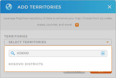 Add Kosovo Districts to your map in Mapline