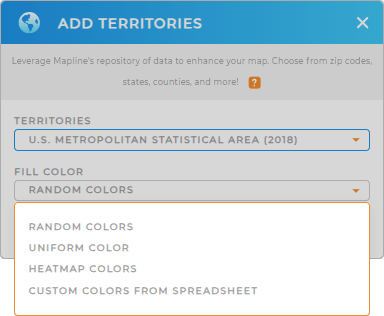 Color-code your U.S. metropolitan statistical areas territory map in seconds