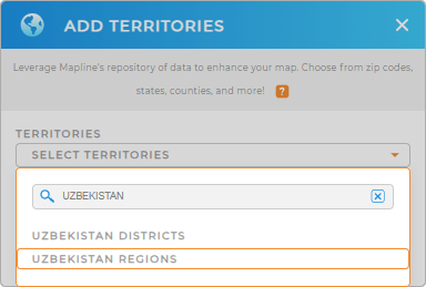 Add Uzbekistan Regions to your map in Mapline