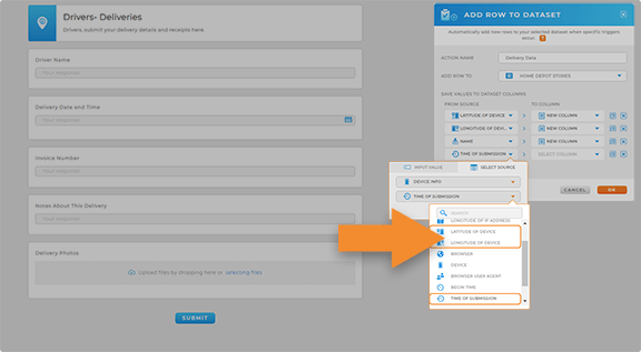 Get precise time and location of each delivery