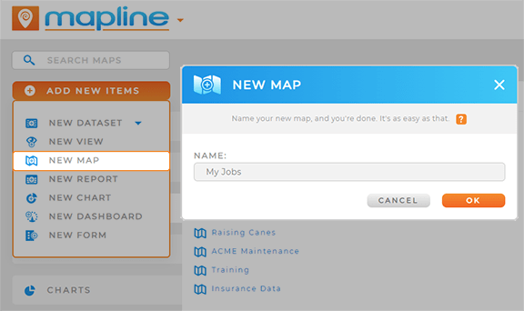 Add a new map of field service jobs in Mapline