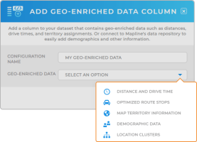 Geo-enriched data columns: add enriched data from Mapline's database to yours