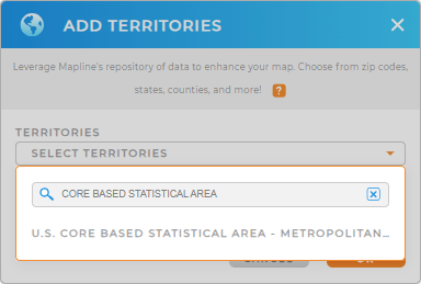 Add U.S. Core Based Statistical Areas to your map in Mapline