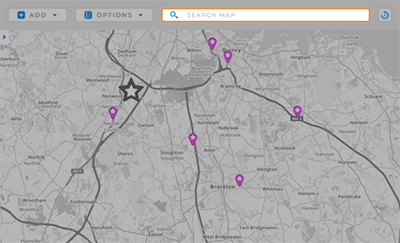 Screenshot of the map searchbar in mapline