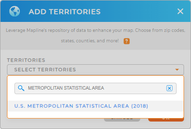 Add U.S. metropolitan statistical areas to your map in Mapline