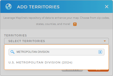 Add U.S. Metropolitan Divisions to your map in Mapline