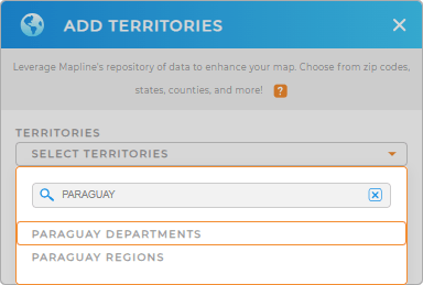 Add Paraguay departments to your map in Mapline