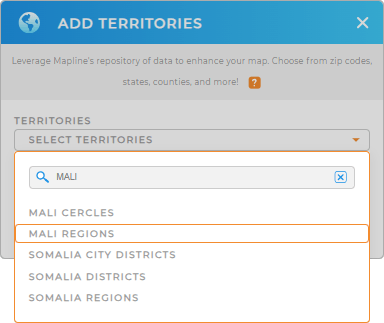 Add Mali regions to your map in Mapline