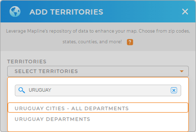 Add Uruguay Cities to your map in Mapline
