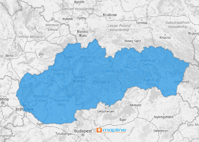 Map of Slovakia districts