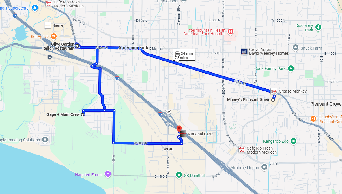 Example map in Google Maps