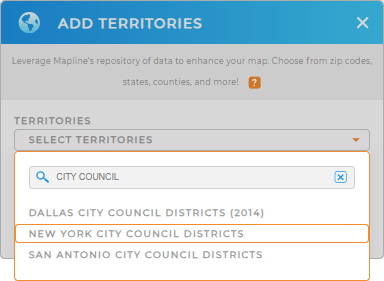 Add New York City Council Districts to your map in Mapline