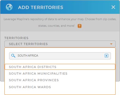 Add South Africa Districts to your map in Mapline