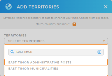 Add East Timor Administrative Posts to your map in Mapline