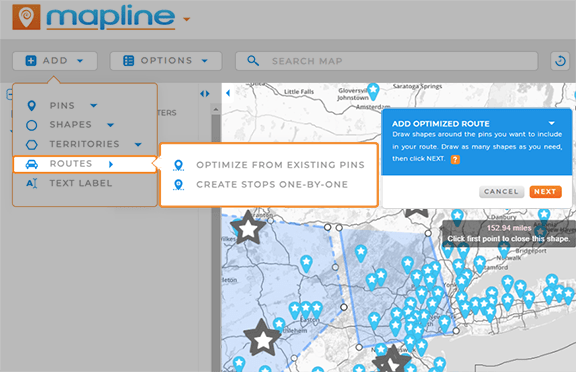 Generate routes from existing pins