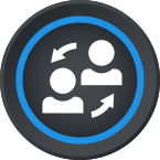 Handoff icon: people with arrows pointing between them